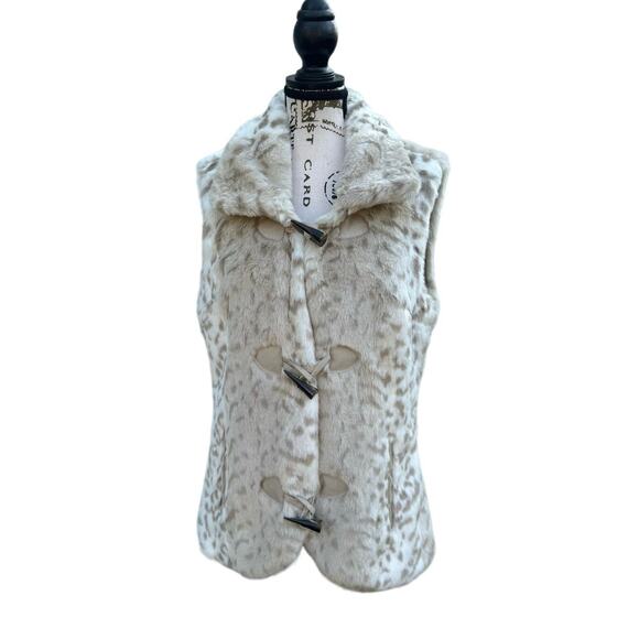 Coldwater Creek women’s Small faux fur(lynx) toggle close, vest, classy preppy - Picture 1 of 8